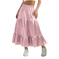 thumbnail image 2 of hengsof Girls Soft Fabric Casual Skirt for 5-14 Years Old Solid Color Elastic Waist Flowy Midi Skirt Everyday Summer Comfort Skirt, 2 of 5