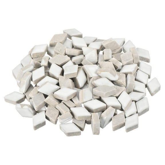200g Ceramic Mosaic Tiles for Crafts Bulk, Rhombic White Ceramic Tiles for Mosaic Kits