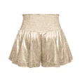 thumbnail image 3 of Shorts for Women's Shorts Elastic Waist Pleated Ruffle Beach Casual Flowy Comfort Fit Shorts for Women Gold L, 3 of 3