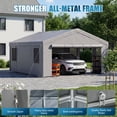 thumbnail image 3 of Dateyes  20x20ft Heavy Duty Carport Canopy, Portable Outdoor Garage with Removable Sidewalls & Roll-Up Doors, All-Weather Car Shelter for Cars, Boats, Trucks and Tools Storage, Gray, 3 of 9