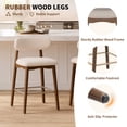 thumbnail image 3 of ClinQ 26 Inch Counter Height Bar Stools Set of 2, Teddy Fleece Upholstered Chairs with Rubber Wood Legs, Backrest and Gold Footrest, Beige, 3 of 10