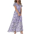 thumbnail image 2 of Awdenio Women's Club & Night Out Dresses, Stylish Fashion Casual Printed Slim Women Casual Short Sleeve V-Neck Knee-High Dress, 2 of 6