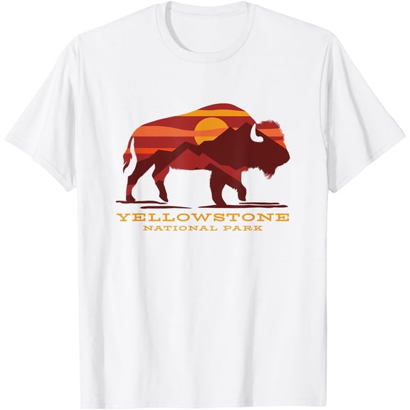 Yellowstone National Park Wyoming Buffalo Bison Sunset Unisex T-Shirt for Men Women Kids Toddler