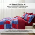 thumbnail image 5 of Jessy Home 3 Piece Comforter Set King Red Blue Plaid Quilt Microfiber Patchwork Bedspread, 5 of 8