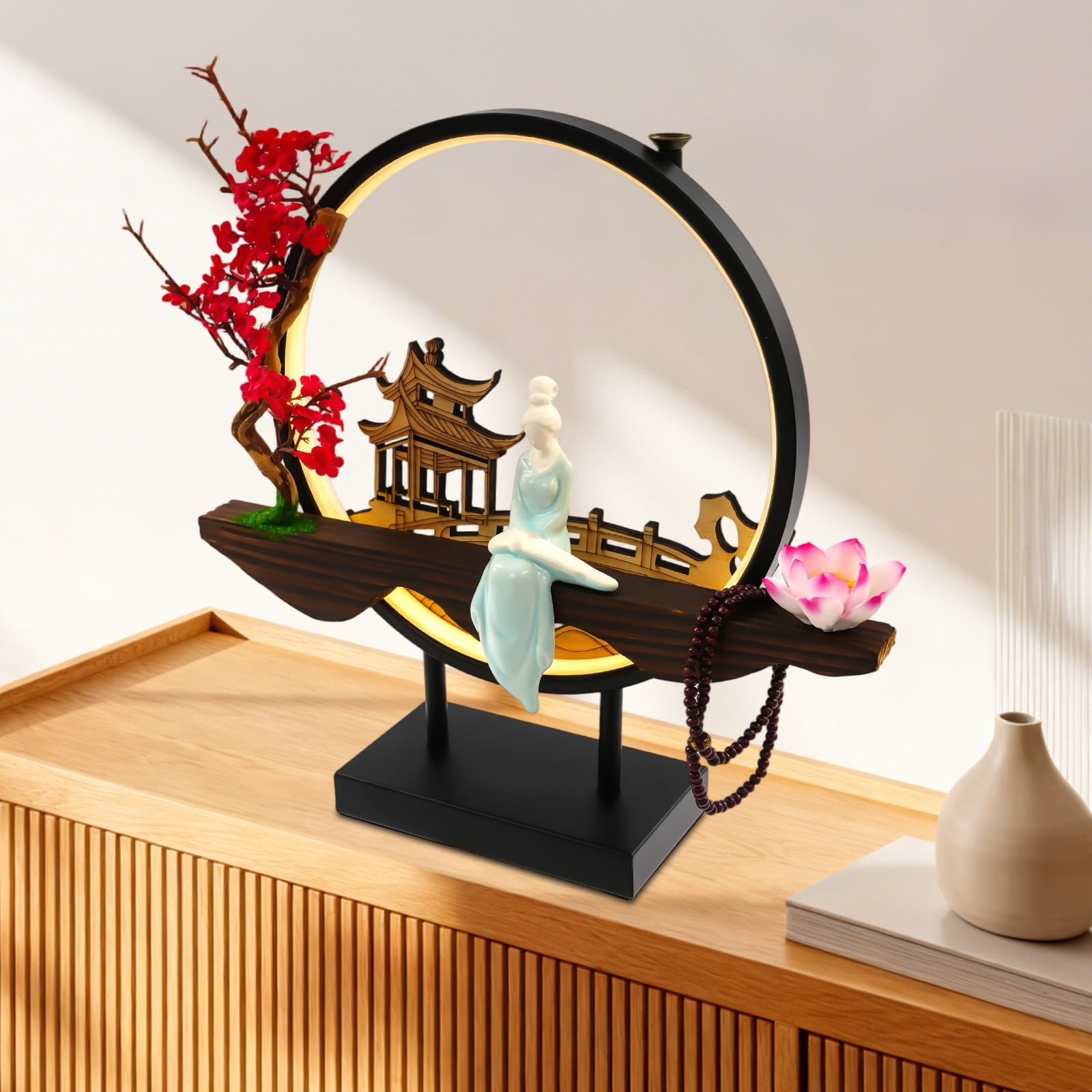 Backflow Incense Holder with LED Light, Ceramic Backflow Incense Burner Perfect for Relaxing or Home Decor