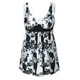 thumbnail image 5 of ibiyuan Women's Plus Size Tankini Swimsuits Two Piece Tummy Control Bathing Suits Hide Belly Swim Dress with Boy Shorts Tropical Printed Womens Swimsuit Cover Up,White, 5 of 6