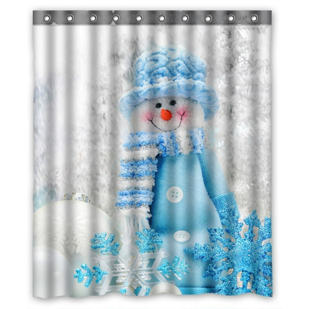 GCKG Merry Christmas Xmas Snowman Waterproof Polyester Shower Curtain