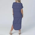 thumbnail image 4 of FAIWAD Robe T-Shirt d'Été pour Femme Décontractée à Manches Courtes Ourlet Arrondi Col en V Rayée Robes Maxi Robe Bohème, 4 of 6