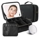 thumbnail image 1 of Mocado Bolsa de maquillaje de viaje con espejo iluminado LED, organizador de maquillaje de viaje, estuche de maquillaje con 3 colores iluminados y espejo de aumento 10x, almacenamiento portátil y caja, 1 of 5