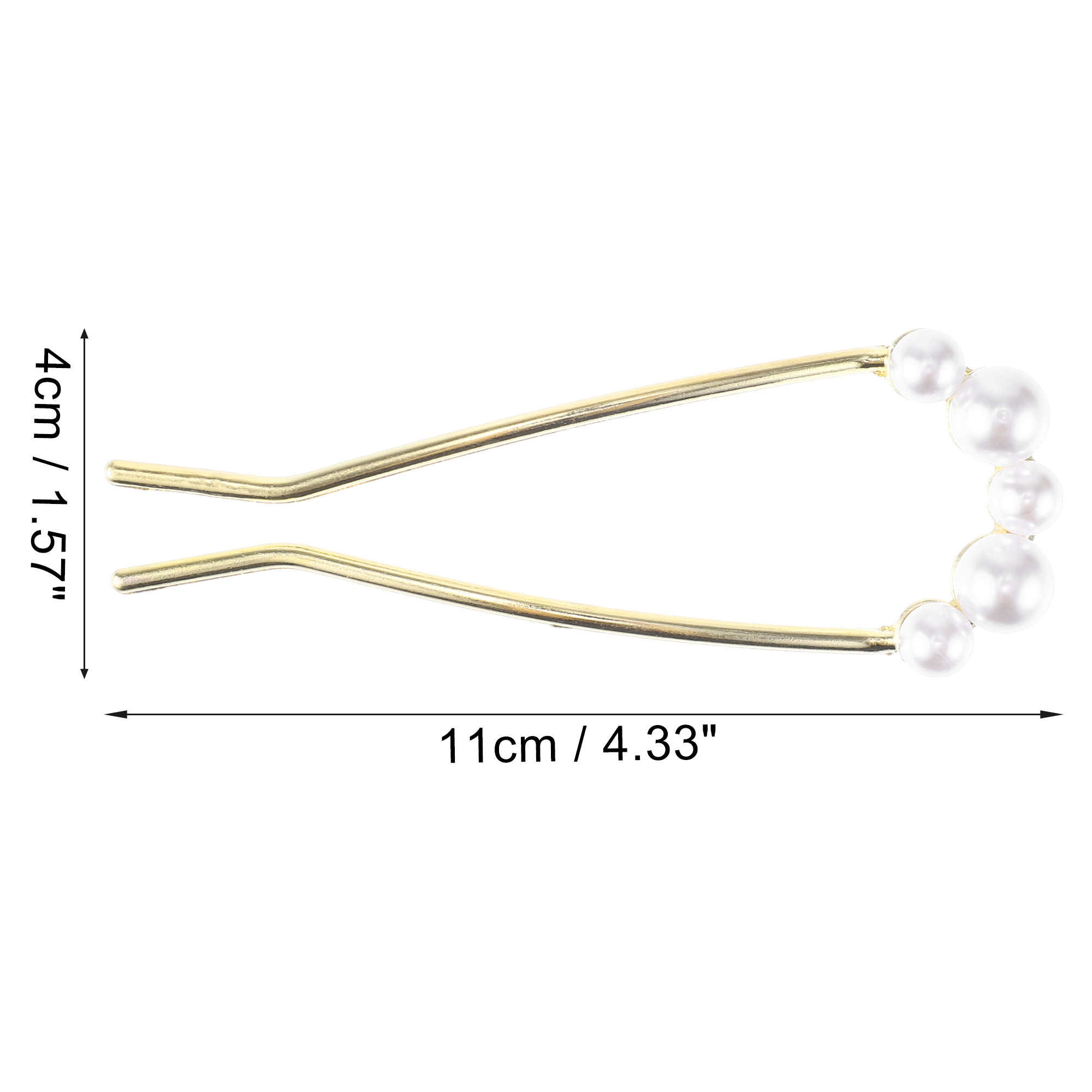 Unique Bargains Pearl U-shaped Hair Pins for Women 4.33"x1.57"x0.47" 1 Pc Gold Tone