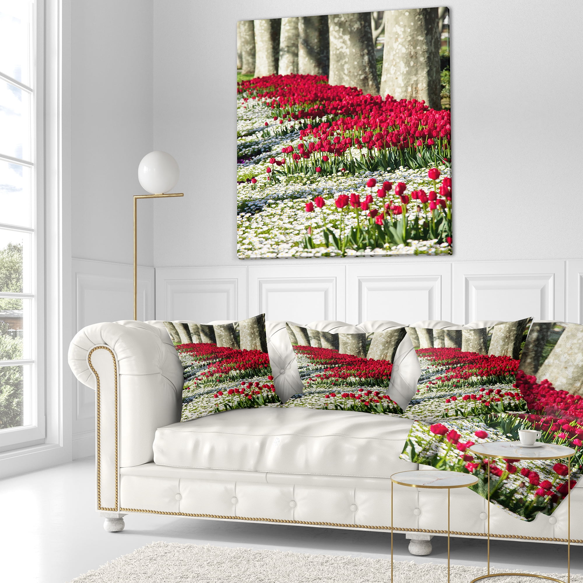 Designart Wild Tulip Flowers in Forest Pasture - Floral Throw Pillow - 18x18