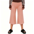 thumbnail image 5 of Utoimkio Women's Fold Over High Waist Capri Flare Pants Soft Stretch Cropped Wide Leg Trousers for Yoga Casual Daily Walking, 5 of 7
