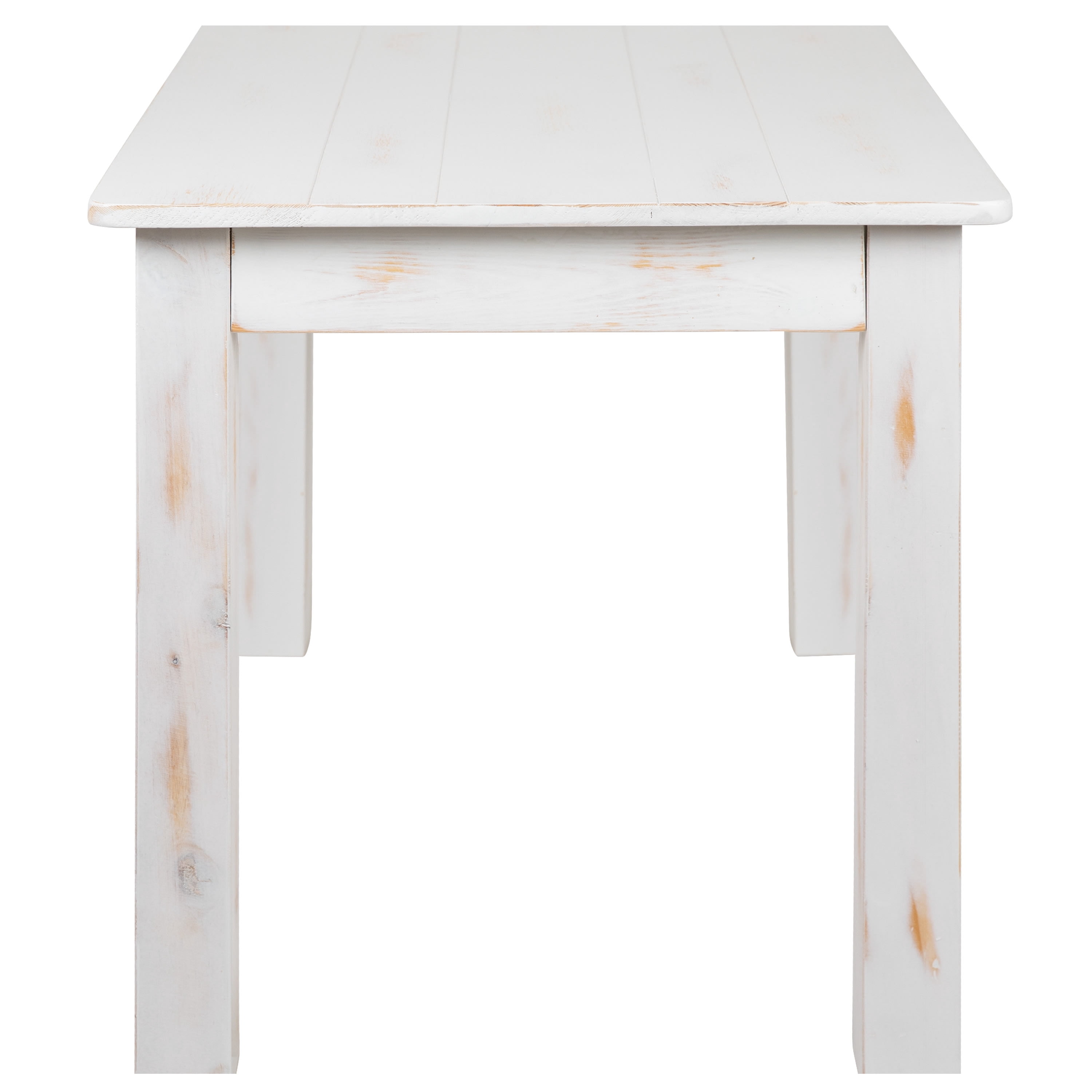 Emma + Oliver 46" x 30" Rectangular Antique Rustic White Solid Pine Farm Dining Table