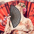 thumbnail image 2 of Spanish Victorian Hand Fan for Wedding Party Favor Fancy Dress (Black), 2 of 9
