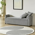 thumbnail image 3 of 59" Storage Bench Upholstered Bed End Foot Stool 2 Throw Pillows Bedroom Entryway Home Living Room Grey, 3 of 8