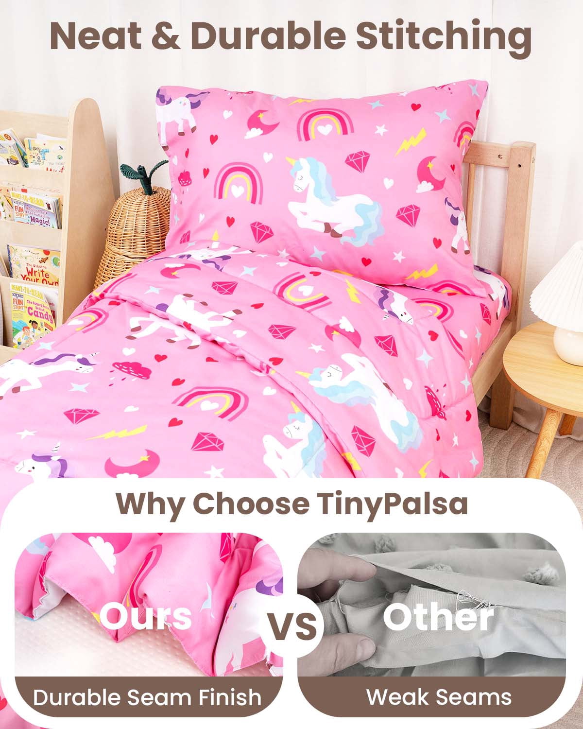 Beavtaens Toddler Bedding Set, 4-Piece Green Monster Truck Comforter Set for Girls and Boys, Breathable Crib Bedding Includes Ultra-Soft Quilt, Flat and Fitted Sheets, and Reversible Pillowcase