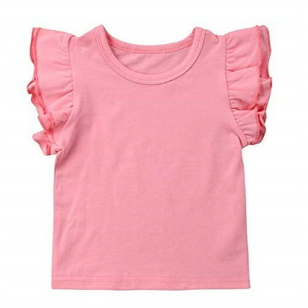 

Kiapeise Baby Girl Ruffle Sleeve T-Shirt Top Basic Tee Summer Outfit