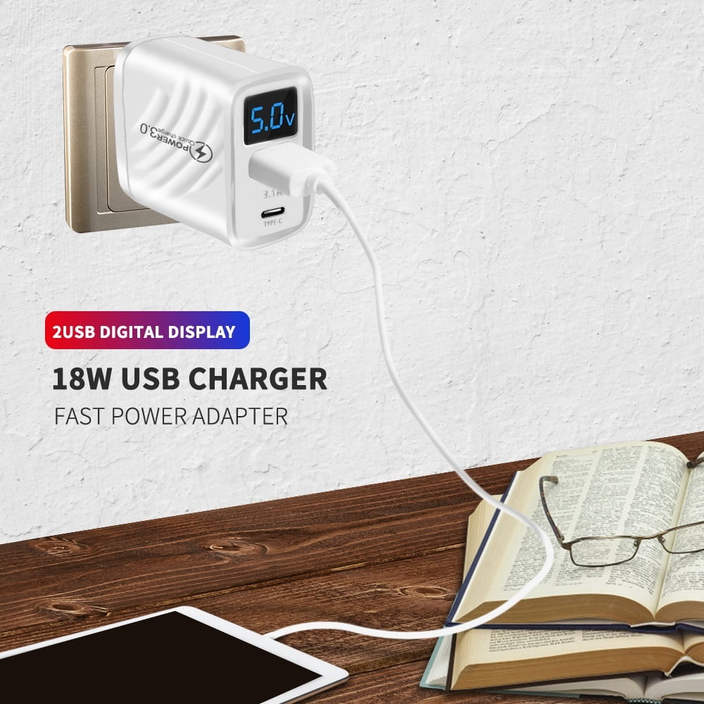 20W USB Fast Wall Charger USB Type C PD Charger 3.0 Digital Display USB Quick Charging ,Safe and Reliable