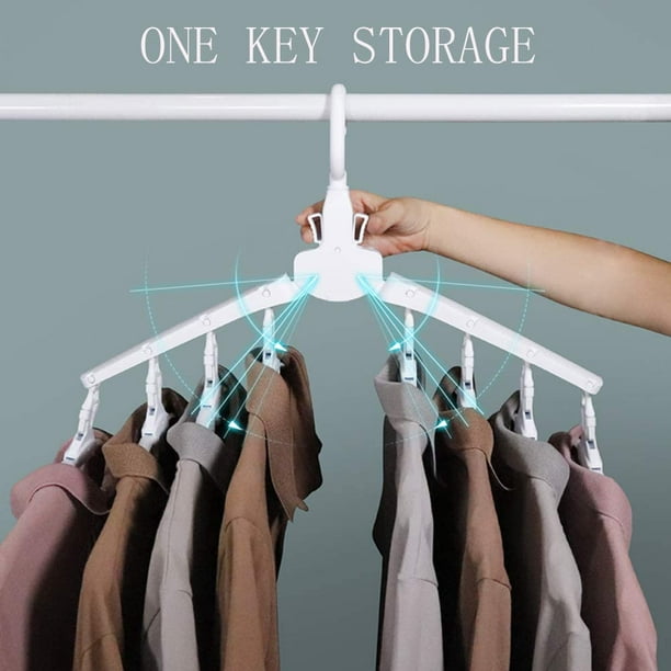 Subolong 8-In-1 Magic Clothes Hangers Folding Clothes Hangers Non Slip Plastic Clothes Drying Rack Space Saving With 360 Degree Swivel Hook (White, Ha