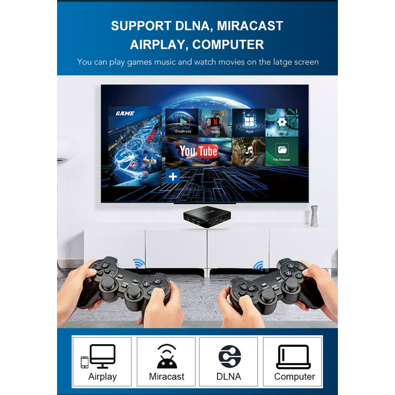 Super Game Box, Dual operating systemAndroid 12.1+GAME Built in 11000+  2D/3D Classic Games, 4K HDMI HD Output, Plug and Play Video Game Console