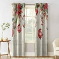 thumbnail image 2 of Hokiten Red Christmas Balls Blackout Curtains | Light Blocking Print Window Curtains, Xmas Poinsettia Snowflake Thermal Insulated Window Drapes for Living Room Kitchen Cafe (2 Panels, 55"W x 39"L), 2 of 7