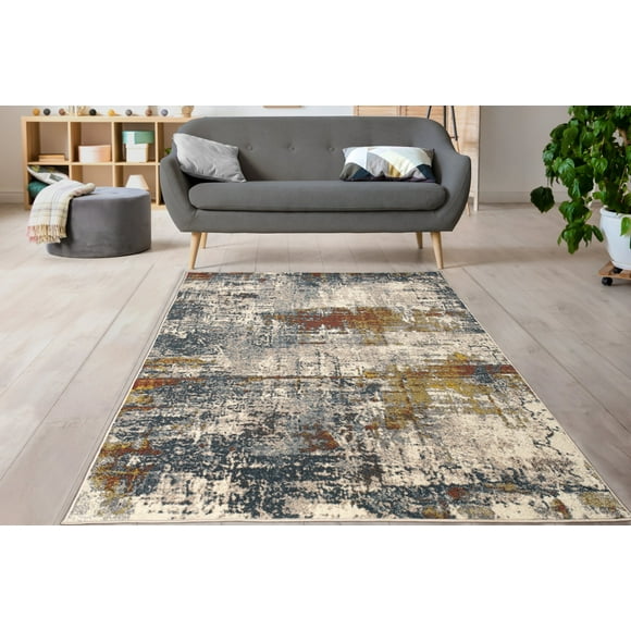 LaDole Rugs Tapis Abstrait Rustique Minimaliste Moderne Bleu Brique Beige Multicolore Tapis Salon Chambre Carpet Tapis 3x5 3x10 4x6 5x8 6x9 8x10 9x12