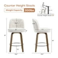 thumbnail image 6 of WOOW DEPOT Button-tufted Swivel Bar Stools Set of 1, 26" Upholstered Linen Fabric Barstools w/ Mid-back Wood Legs Large Seat, Mid Century Modern Bar Chair Island Stool for Kitchen Counter, 6 of 11