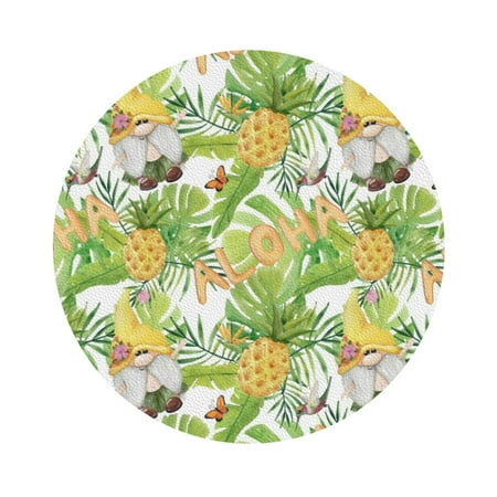

Bingfone Gnome And Pineapple Personalized Coaster Set 4 For Drinks Coffee Table Bar Beer Wine Cup Coasters 4 Inch