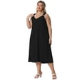 thumbnail image 3 of DARING DIVA Plus Size Summer V Neck Sleeveless Beach Dress 1X Black, 3 of 6