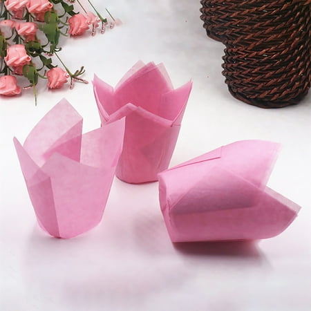 

Leaveforme 50Pcs Oil-proof Tulip Cake Cup Muffin Cupcake Liner Paper Holder Baking Tool