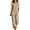 Khaki, variant on Jane Wardrobe Women Bohemian Linen Feel 2 Piece Outfit, Round Neck Cap Sleeve Button Asymmetrical Top & Loose Wide Leg Pants Vacation Set Plus Size Friendly True To Size