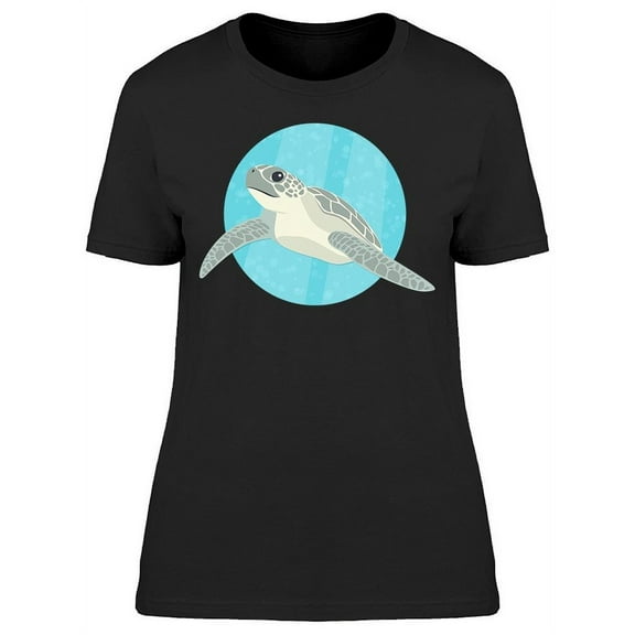 Sea Turtle Blue Circle T-Shirt Women -Image by Shutterstock, Female Small