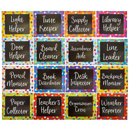 Ul Li Classroom Job Set Includes 1 Large Classroom Jobs Sign 16 Job Title Signs And 50 Blank Name s With Colorful Striped Borders Li Li Perfect For Our Chalkboard Design Classroom Job Chart Is Ideal For