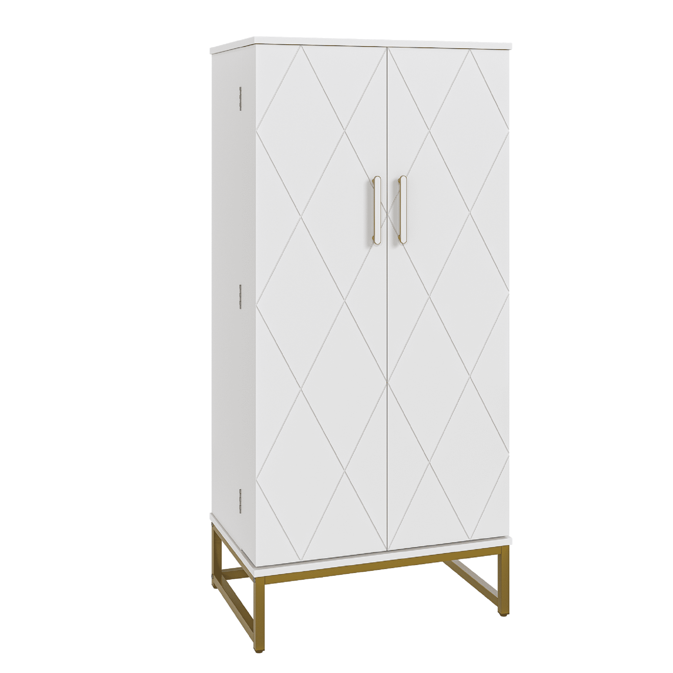 Casendy Pantry Cabinet with 2 Doors and 16 Shelves, Modern Kitchen Storage Cabinet with Adjustable Shelves, Kitchen Storage Cupboard for Dining Room, Living Room, White