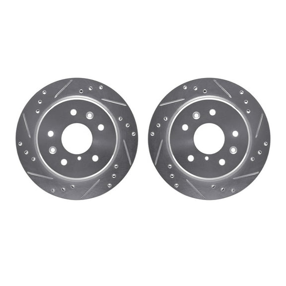 Dynamic Friction Company Rear Brake Rotors-Drilled and Slotted-Silver 7002-80080
