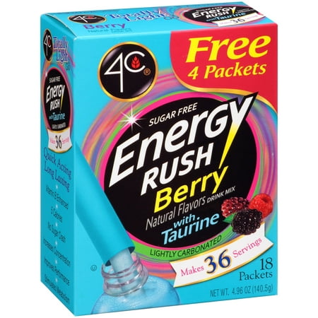 (2 Pack) 4C Totally Light 2Go Energy Drink Mix, Berry, 36