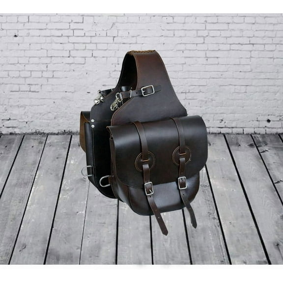 Genuine Leather Western Trail Brown Horse Saddle Bag