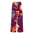 thumbnail image 4 of LWavelet Comfort Fabric Feather Coin Print Wide Leg Pants Women Mardi Gras Festive Wear Deep Red L, 4 of 5