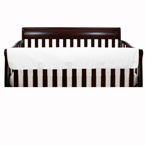 The Peanut Shell Baby Crib Rail Guard Solid White Front Crib