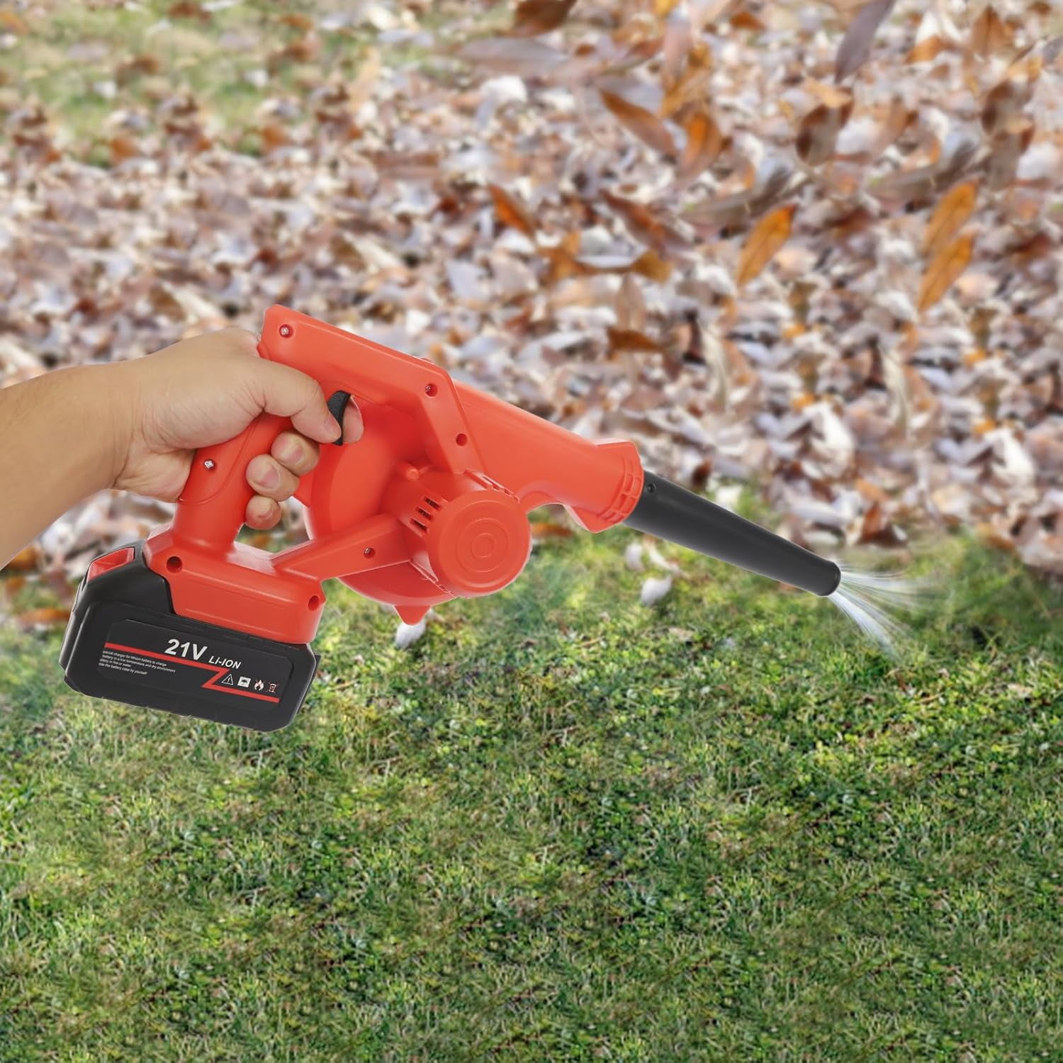 Mini Leaf Blower 2-in-1 Brushless Handheld Blower Vacuum Cleaner 21V Cordless Leaf Blower Compact Electric Leaf Blower for Snow Blowing, Garden Leaf Blowing, Pet Hair