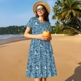 thumbnail image 4 of Naloa Nautical Print Womens Summer A-Line Dress with Pockets,Short Sleeve Dresses,Flowy Beach Swing Dress for Vacation Travel, 4 of 6