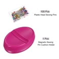 thumbnail image 3 of Uxcell Magnetic Pin Cushion with 100pcs Plastic Head Pins, Magnetic Pins Holder Pink, 3 of 6