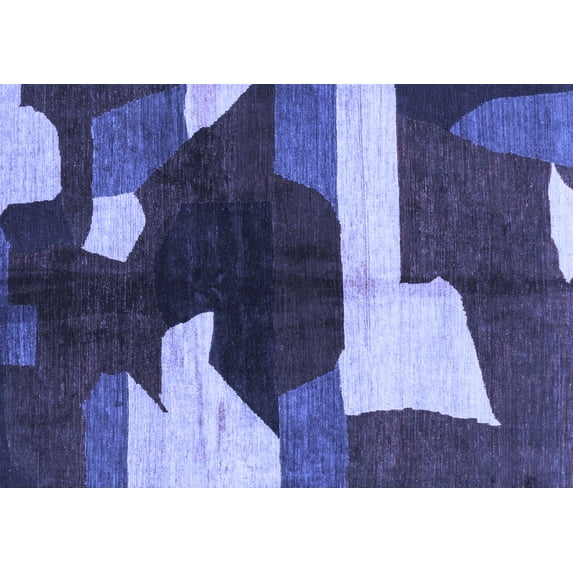Ahgly Company Machine Washable Indoor Rectangle Abstract Blue Modern Area Rugs, 2' x 4'