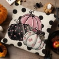 thumbnail image 5 of Halloween Trick or Treat Decorative Throw Pillow Covers 16x16 Set of 4, Spooky Pink Pumpkin Truck Ghost Bat Porch Patio Outdoor Pillowcase, Polka Dot Stripes Holiday Cushion Case Home Decor, 5 of 6