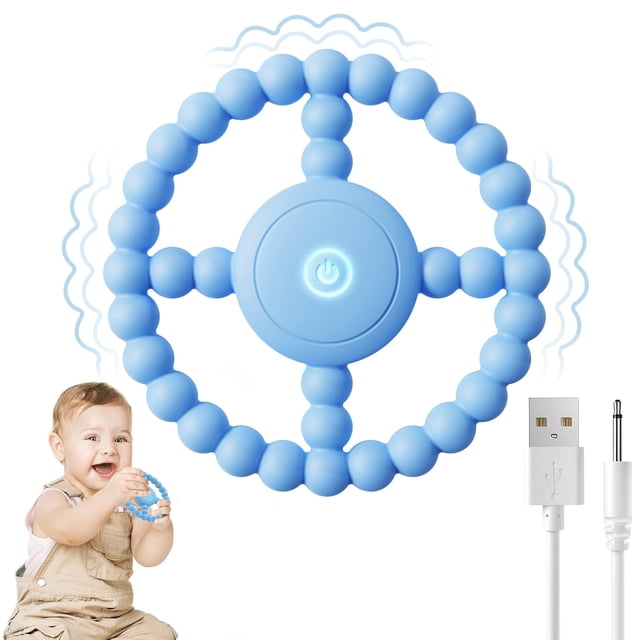 Mordedor sensorial vibratorio BikCanp Chew Toy para niños, color azul