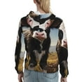 thumbnail image 7 of Daiia Cute Prairie Cow Pattern Women's Fashion Hoodies & Sweatshirts with Kangaroo Pocket Hooded Sweatshirt with Eye-catching Drawstrings-Medium, 7 of 7