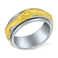 thumbnail image 2 of Bling Jewelry Mens Two Tone Titanium Wedding Band Ring with Gold Silver Dragon Design for Men, 2 of 5