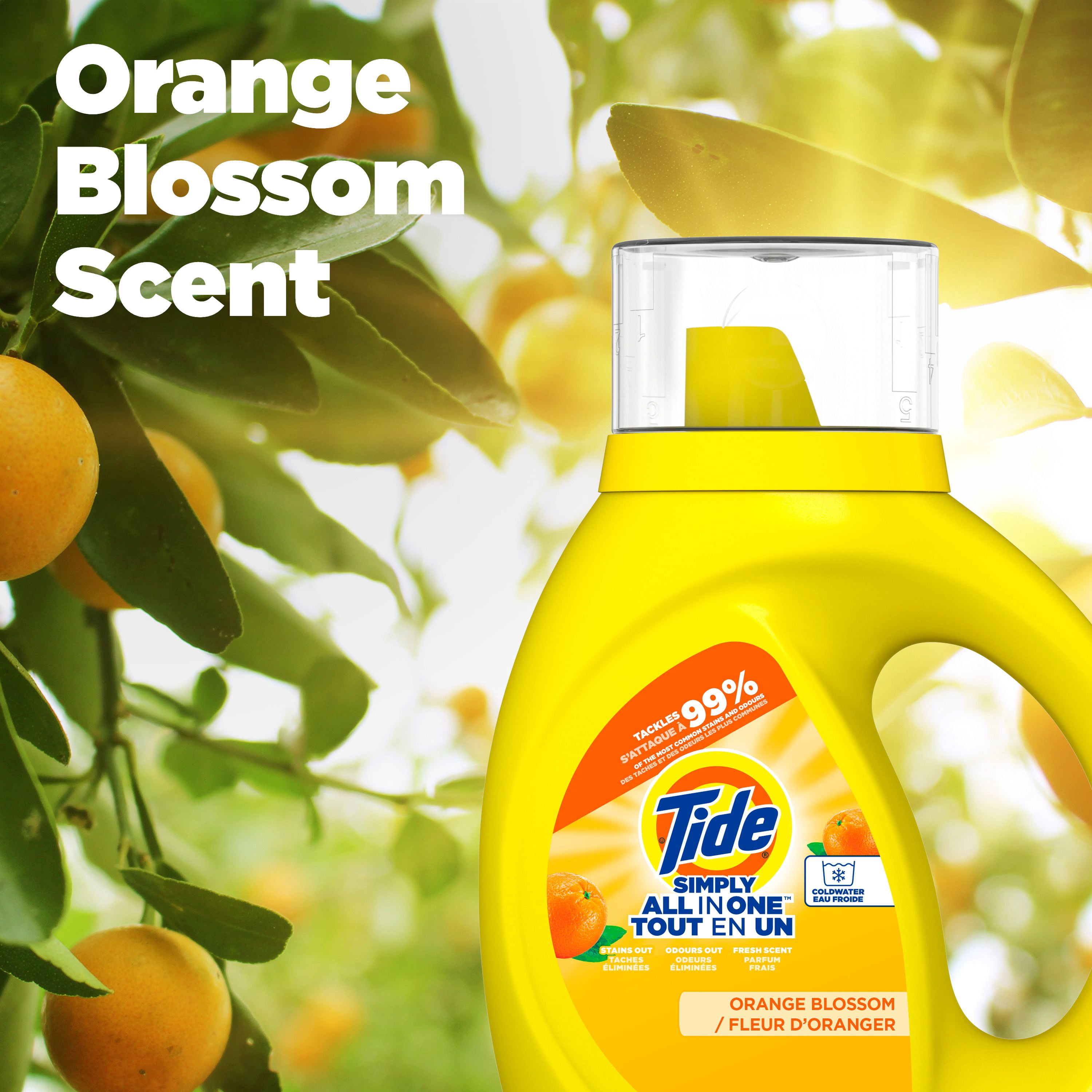 Tide Simply All-In-One Liquid Laundry Detergent, Orange Blossom Scent, 24 Loads
