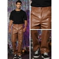 thumbnail image 4 of Unique Bargains Men's Faux Leather Pants Slim Fit Hip Hop Motorcycle Punk Trousers 38 Brown, 4 of 6