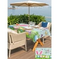 thumbnail image 4 of Outdoor Tablecloth with Umbrella Hole and Zipper, Easter Rectangle Table Cloth 54x80 Inch Waterproof Tablecloth, Spring Easter Eggs Bunny Butterflies Wooden Grain Picnic Table Cover for Patio Camping, 4 of 7